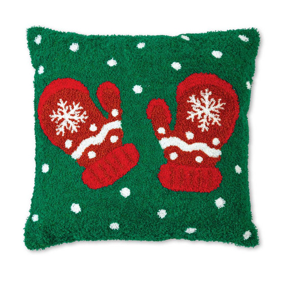 Mittens Hooked Cotton Pillow