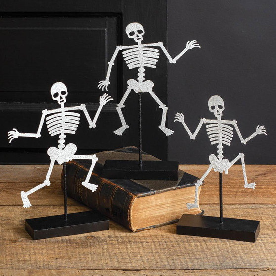 (Set Of 3) Skeletons With Wooden Base