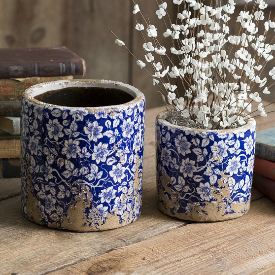 (Set Of 2) Rustic Ceramic Flower Pots