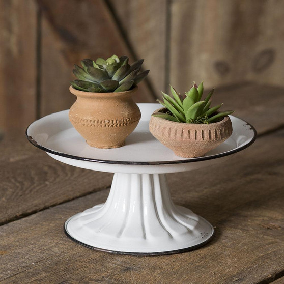 Small Round Pedestal Stand With Black Trim