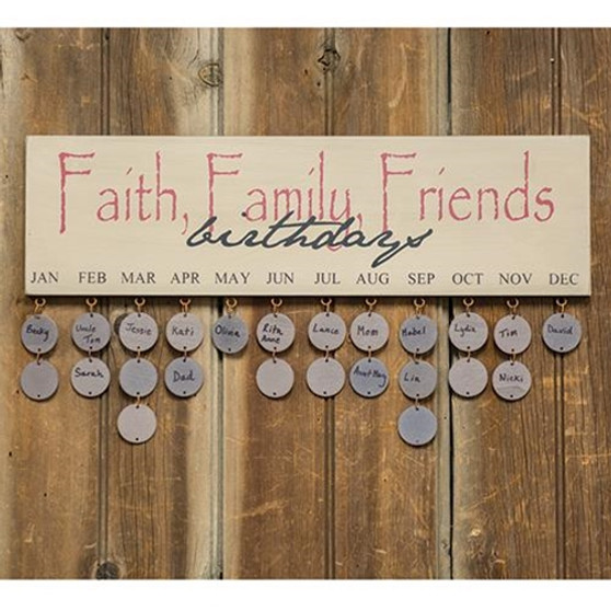 Faith Family Friends Birthday Calendar - Burgundy G32506BU