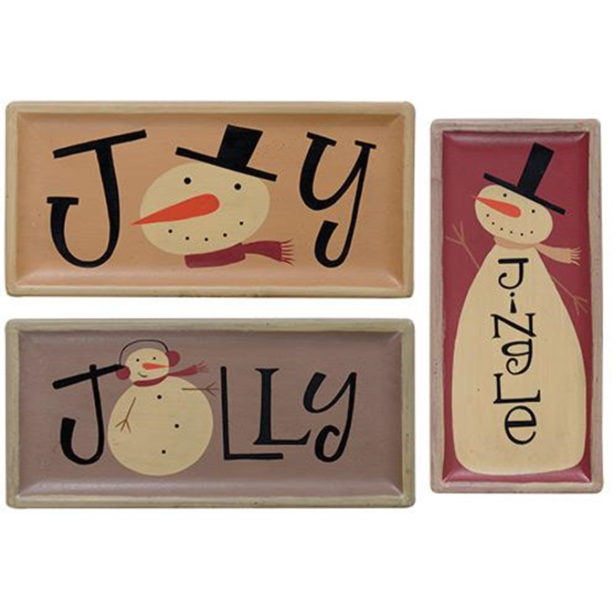 *Jolly Joy Jingle Snowman Tray (Pack Of 3) G33231
