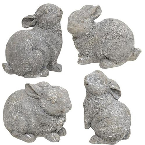 Gray Resin Bunny (Pack Of 4) G13143