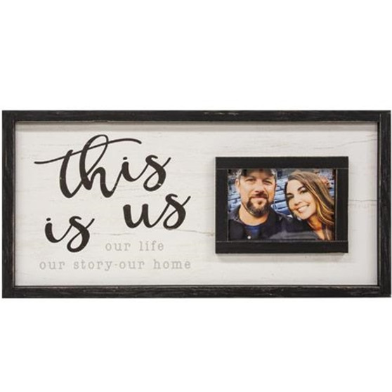 This Is Us Framed Sign With Picture Frame 12X24 G13407