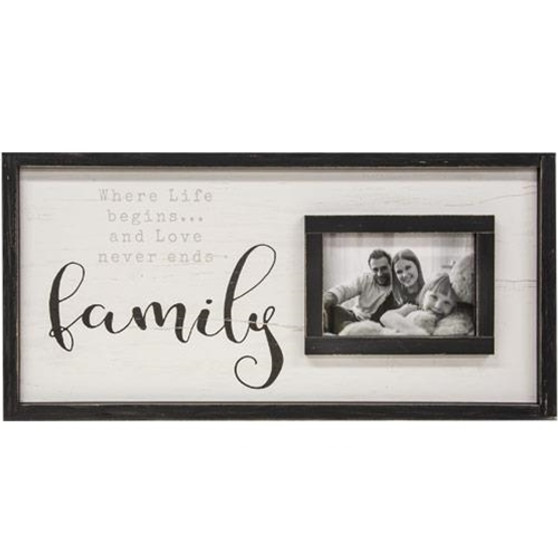 Family Framed Sign With Picture Frame 12X24 G13410