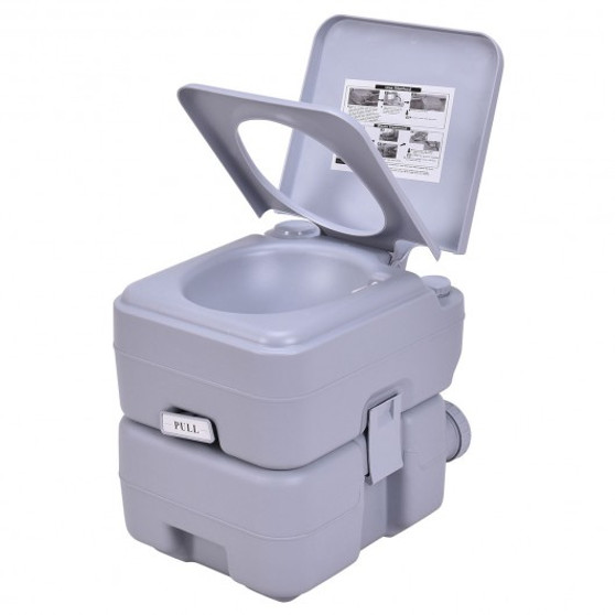 Gray 5 Gallon 20 L Outdoor / Indoor Potty Commode Portable Flush Toilet- (Ba7586Gr)