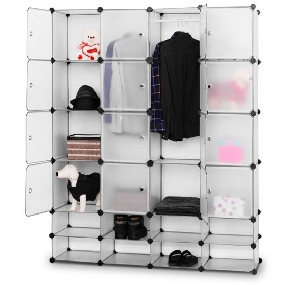White 16+8 Cubes Portable Clothes Closet Storage Cabinet (Hw54795)