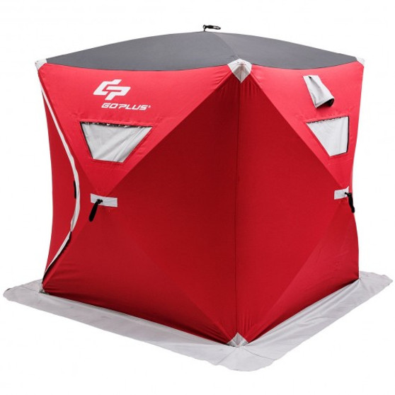 Red 3-Person Portable Pop-Up Ice Shelter Fishing Tent With Bag (Op3429)