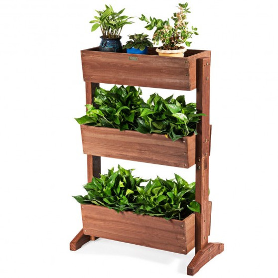 Brown 3-Tier Raised Garden Bed Vertical Freestanding Elevated Planter (Gt3436)