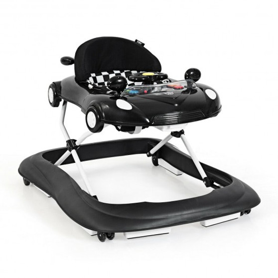 Black 2-In-1 Foldable Baby Walker With Music Player & Lights- (Bb5485Bk)