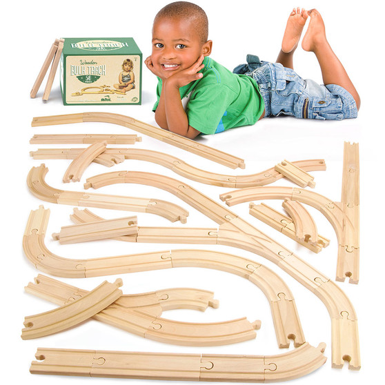 56-Piece Bulk Value Wooden Train Track Pack TCON-06