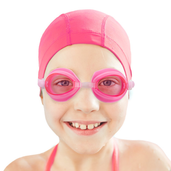 Kids Swim Goggles & Case, Pink SSWI-101