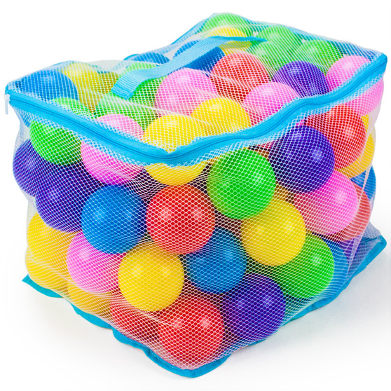 100 Jumbo 3" Multi-Colored Soft Ball Pit Balls W/Mesh Case TBPT-101