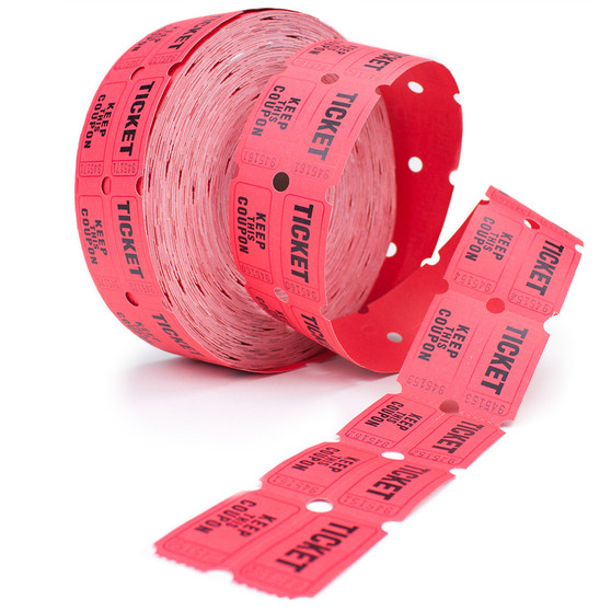 2000 Ct Roll Of Two Part Double Roll Tickets - Red GCVL-101