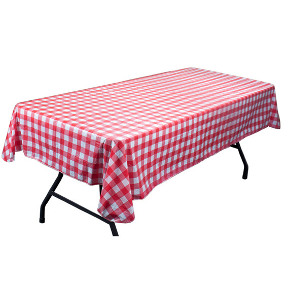 Red And White Vinyl Table Cloth With Flannel Backing MPAR-401