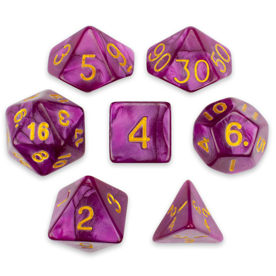 7 Die Polyhedral Set In Velvet Pouch, Abyssal Mist GDIC-1136