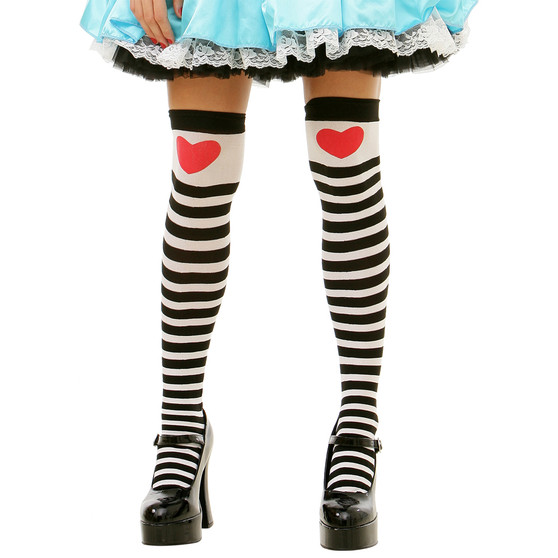 Striped Heart Thigh High Costume Tights MCOS-317