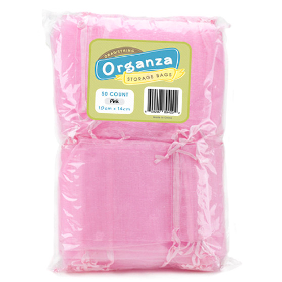 Lot Of 50 Light Pink Drawstring Organza Storage Bags MORG-002