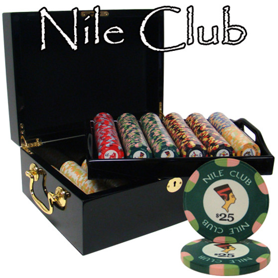 500 Ct Standard Breakout Nile Club Chip Set - Mahogany Case CSNI-500M