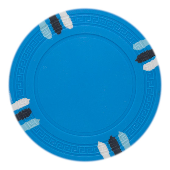 Roll Of 25 - Light Blue Blank Claysmith 12 Stripe Poker Chip CPBL12-LightBlue*25