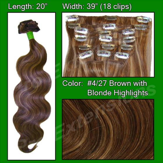 #4/27 Dark Brown W Golden Blonde Highlights - 20" Body Wave PRBD-20-427