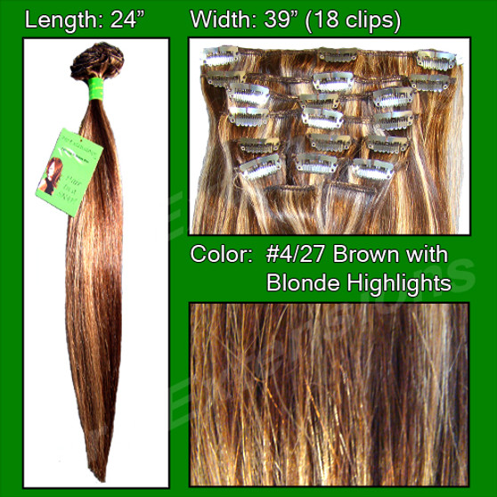 #4/27 Dark Brown W/ Golden Blonde Highlight - 24 Inch Remy PRRM-24-427