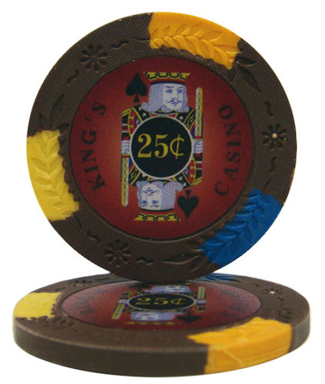 Roll Of 25 - King'S Casino 14 Gram Pro Clay - .25&Cent; (Cent) CPKC-25c*25