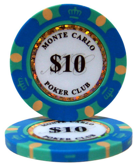 Roll Of 25 - $10 Monte Carlo 14 Gram Poker Chips CPMC-$10*25