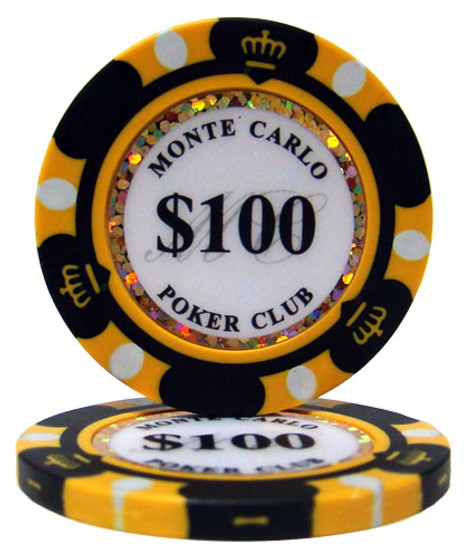 Roll Of 25 - $100 Monte Carlo 14 Gram Poker Chips CPMC-$100*25