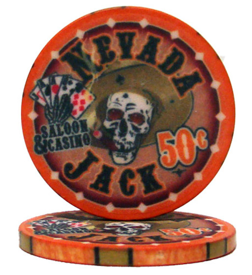 Roll Of 25 - .50&Cent; (Cent) Nevada Jack 10 Gram Ceramic Po CPNJ-50c*25