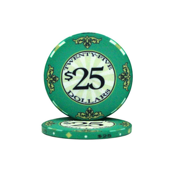 Roll Of 25 - $25 Scroll 10 Gram Ceramic Poker Chip CPSC-$25*25