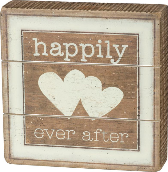 38079 Slat Box Sign - Happily - Set Of 2 (Pack Of 3)