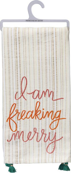 101056 Dish Towel - Freaking Merry - Set Of 3 (Pack Of 2)