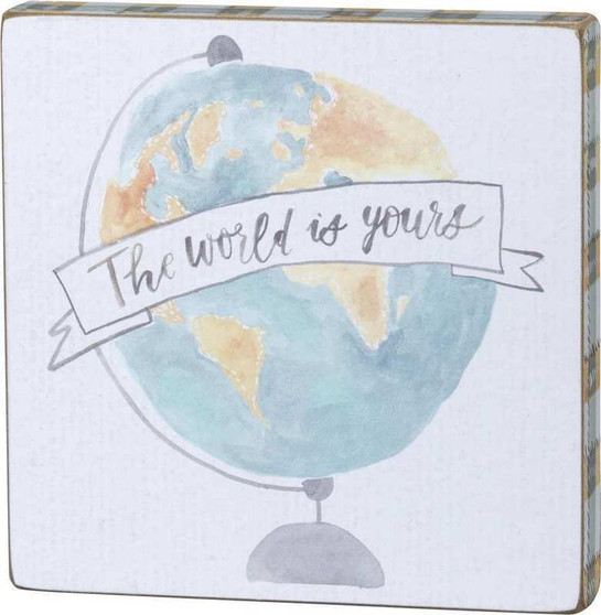 100201 Block Sign - World Is Yours - Set Of 4 (Pack Of 2)