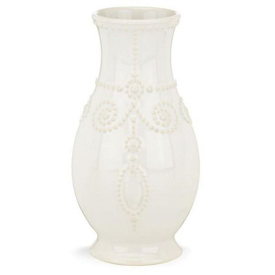French Perle White 8" Fluted Vase (858819)