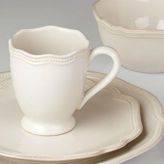 French Perle Bead White 4-Piece Place Setting Set (829070)