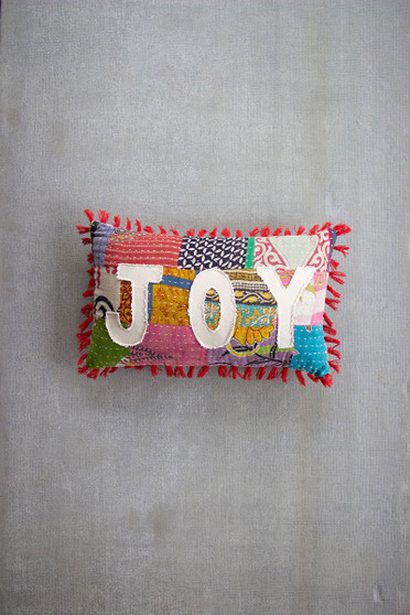 Decorative Christmas Joy - Kantha Pillow