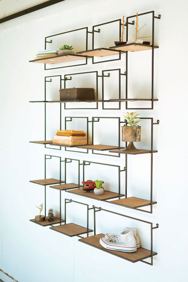 14 Set Wood And Metal Shelves