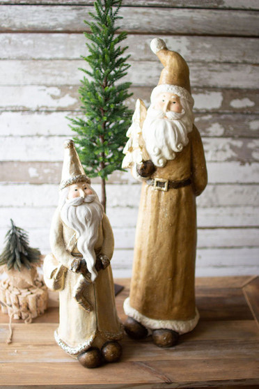 Decorative Set Of Two Resin Santas