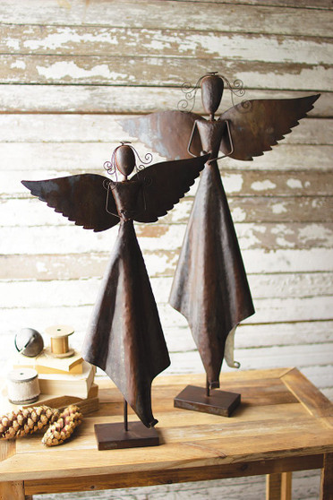 Decorative Set Of Two Metal Christmas Angels