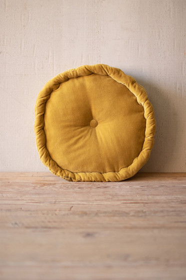 Honey Round Velvet Floor Cushion