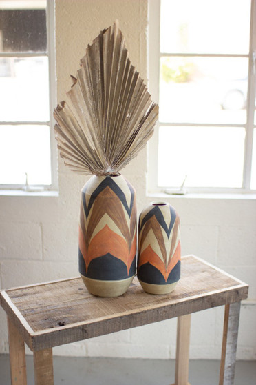 Two Set Tan And Browns Ceramic Vases