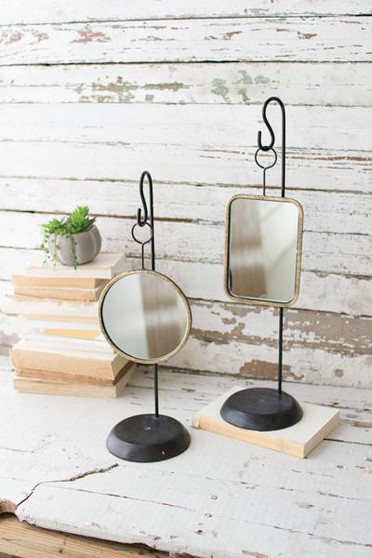 Two Set Table Top Metal Mirrors