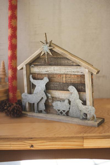 Decorative Wood And Metal Nativity