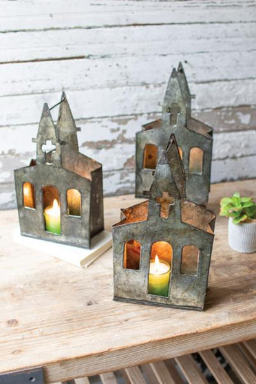 (6 Pack) Recycled Metal Church Luminary