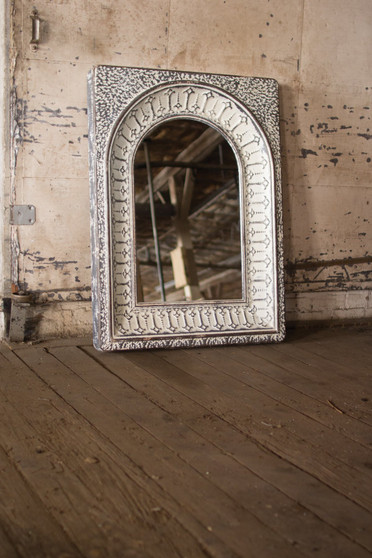 Pressed Metal Arched Wall Mirror