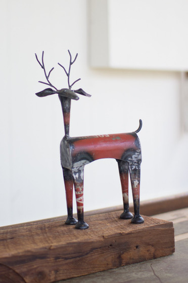 Red Decorative Recycled Iron Deer