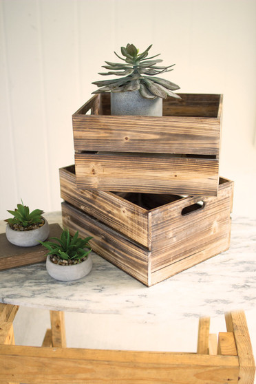 2 Set Wooden Slatted Boxes Pack