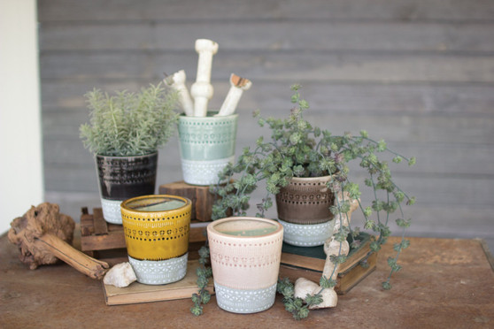 (5 Set) Ceramic Pots - One Each Color
