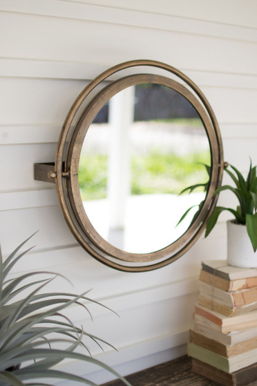 Large Round Wall Mirror With Adjustable Bracket